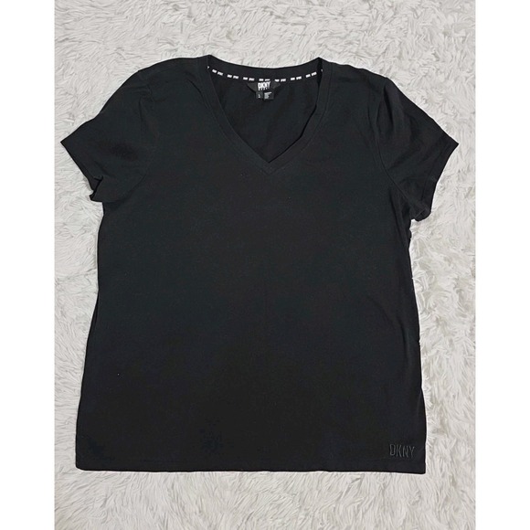 Dkny Tops - DKNY Sport Women's Black Solid V-Neck Short-Sleeve Tech Top Size Large